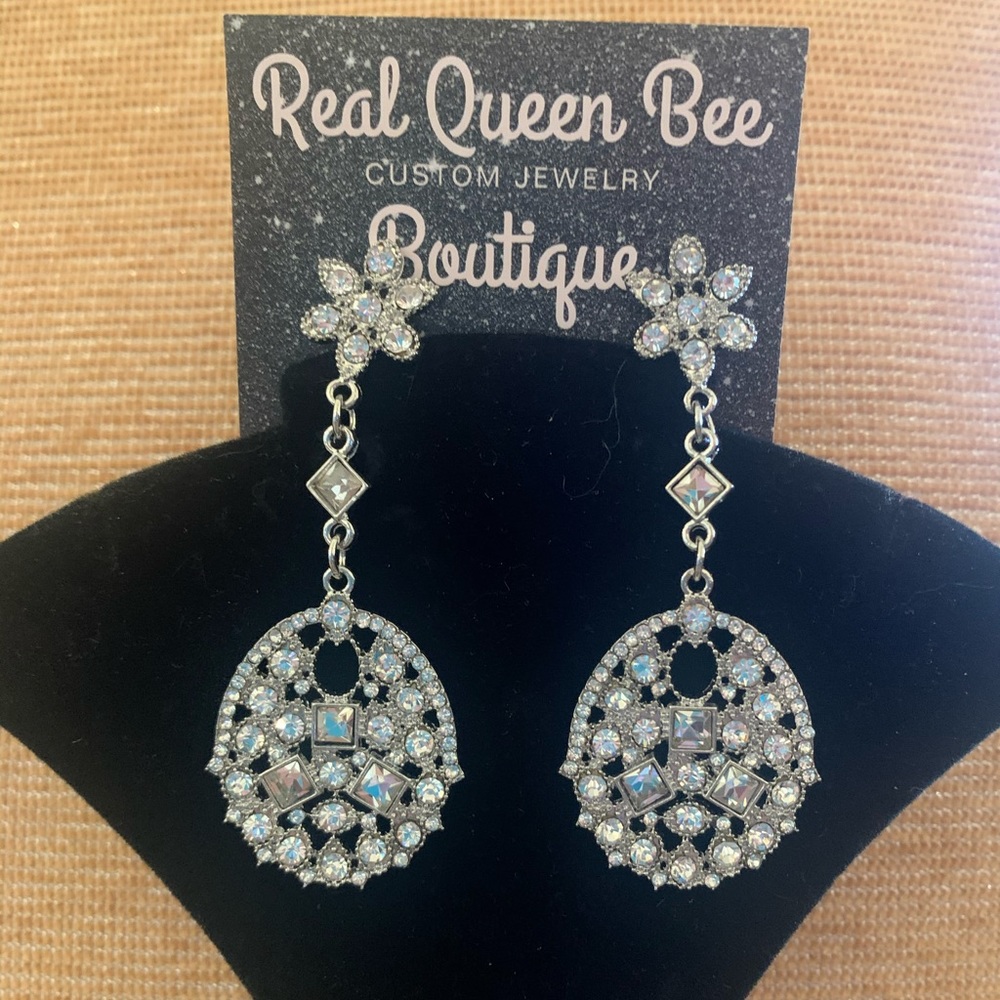 Clear Crystal Chandeliers Pageant earrings